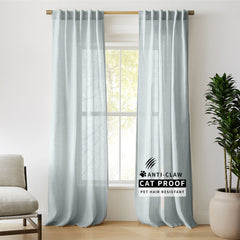 Luna Pet-Friendly Linen Sheer Serenity Curtains & Drapes Pleated