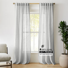 Luna Pet-Friendly Linen Sheer Serenity Curtains & Drapes Pleated