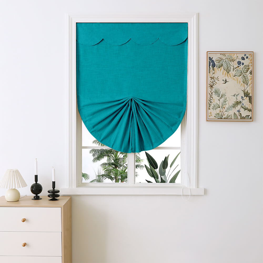 Madison Cotton-Poly Blend Fan-shaped Roman Shades - VeilVeil