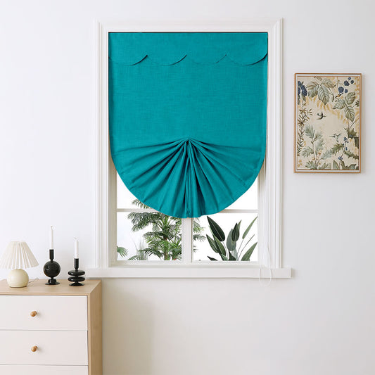 Madison Cotton-Poly Blend Fan-shaped Roman Shades - VeilVeil