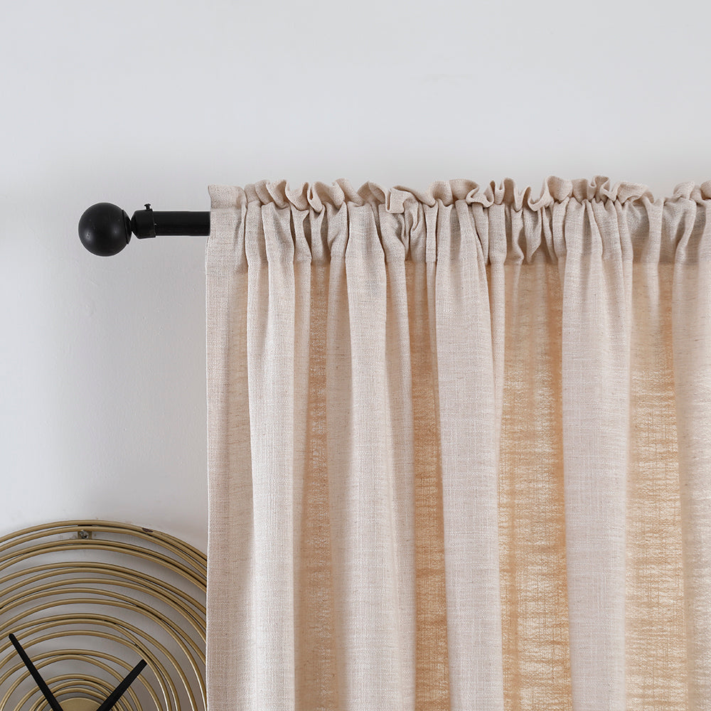 Lena Linen Blend Curtains & Drapes Soft Top - VeilVeil