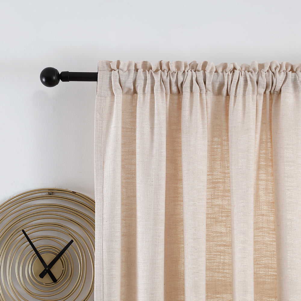 Lena Linen Blend Curtains & Drapes Soft Top - VeilVeil
