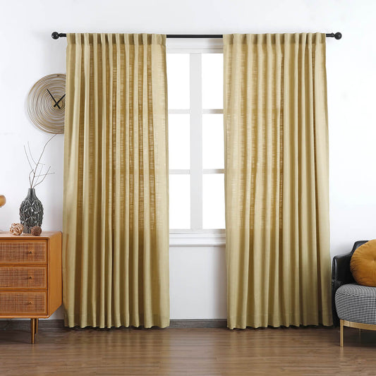 Olivia 100% Linen Curtains & Drapes Soft Top - VeilVeil