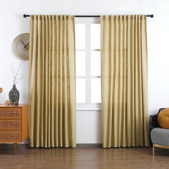 Olivia 100% Linen Curtains & Drapes Soft Top - VeilVeil