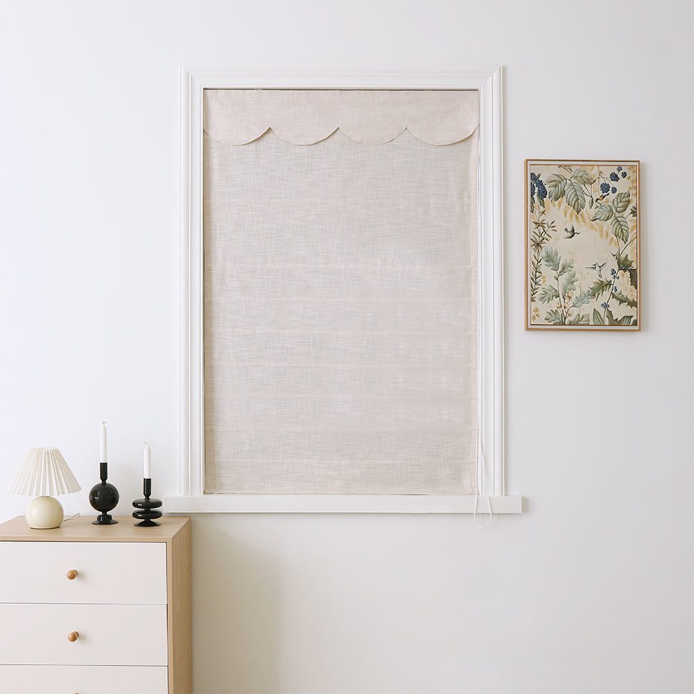 Madison Cotton-Poly Blend Fan-shaped Roman Shades - VeilVeil