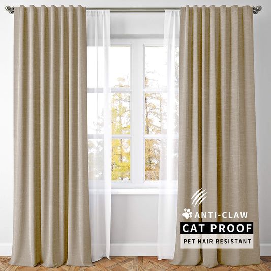 Lena Pet-Friendly Linen Blend Curtains & Drapes Pleated